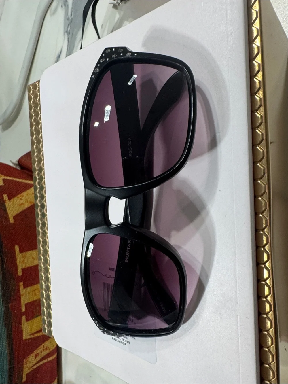 Montana West Black Frame Sunglasses with Purple Lenses